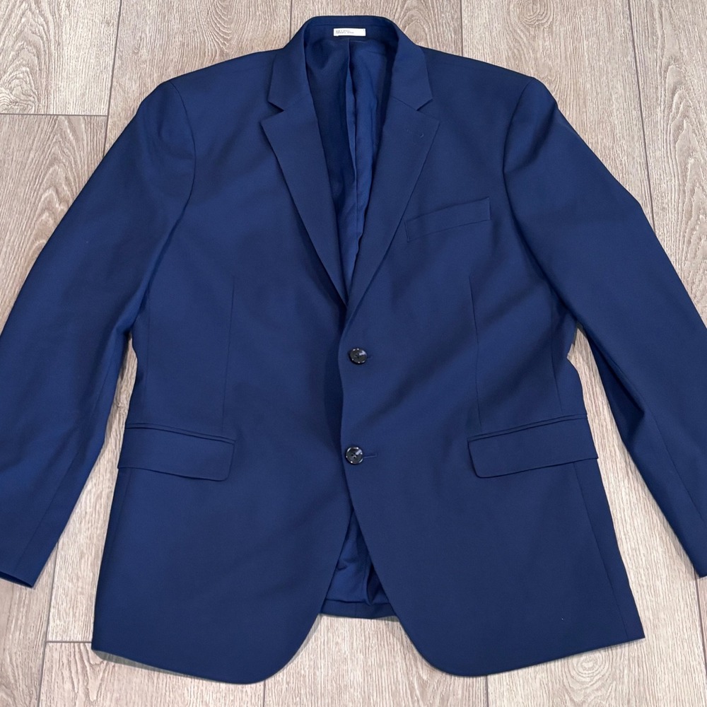 Nordstrom Rack‎ Blazer Mens 44R Navy Blue Trim Fit Stretch Two Button Sport Coat